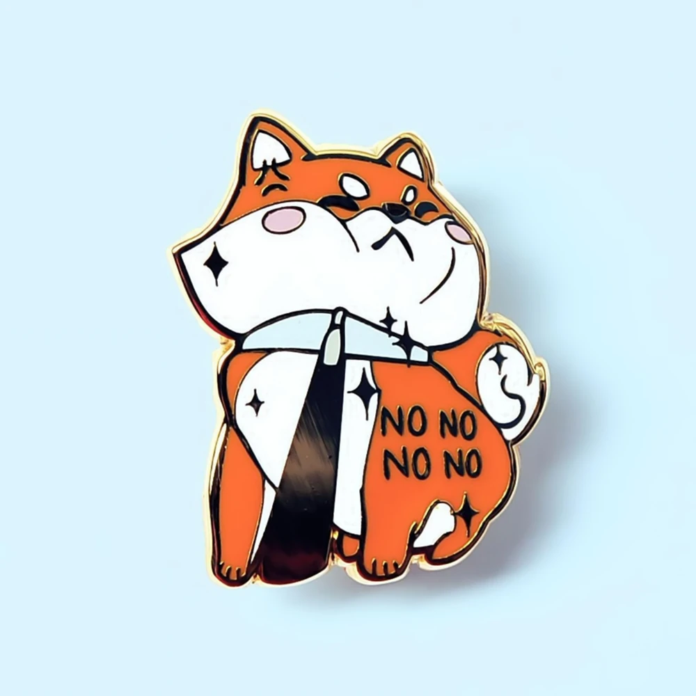 

Shiba Inu NO NO NO Gold Hard Enamel Super Cute Cartoons Animal Dog Plated Brooch Badge Fashion Lapel Backpack Pins Jewelry Gift