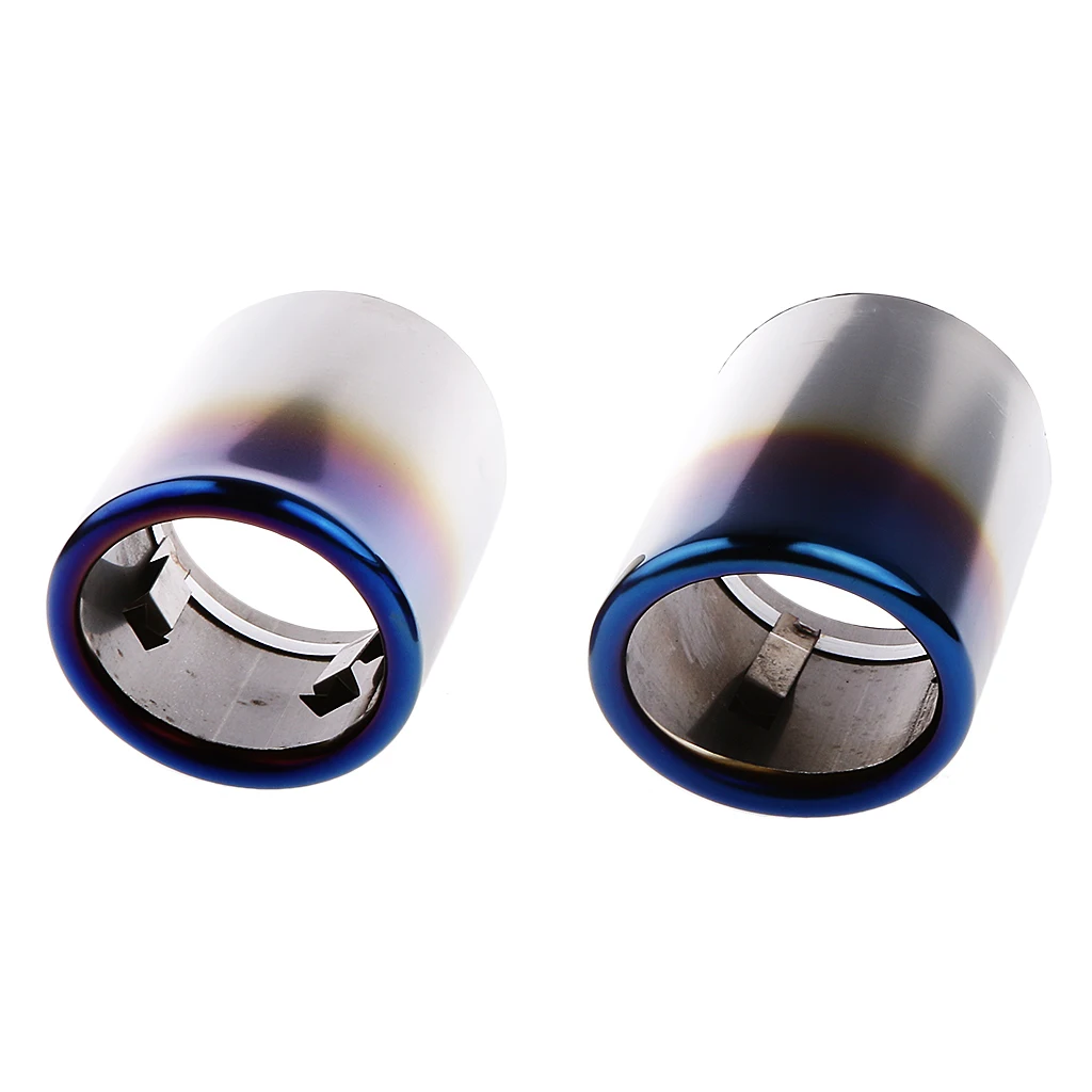 2 Pieces Stainless Steel Car Exhaust Muffler Tip Pipes Covers for Audi A4 A3 A5 A6 (Blue)