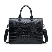 Мужской деловой портфель из крокодиловой кожи, сумка для ноутбука, Большая вместительная сумка, водонепроницаемая сумка-мессенджер, модная сумка на плечо