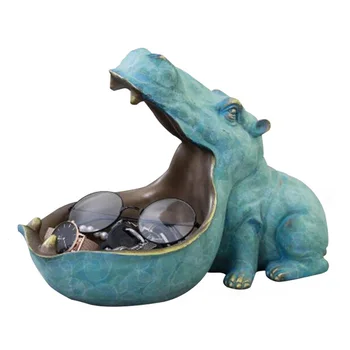 

Living Room Display Sundries Storage Resin Hippopotamus Miniature Model Multifunction Artware Home Decor Ornaments Candy Holder