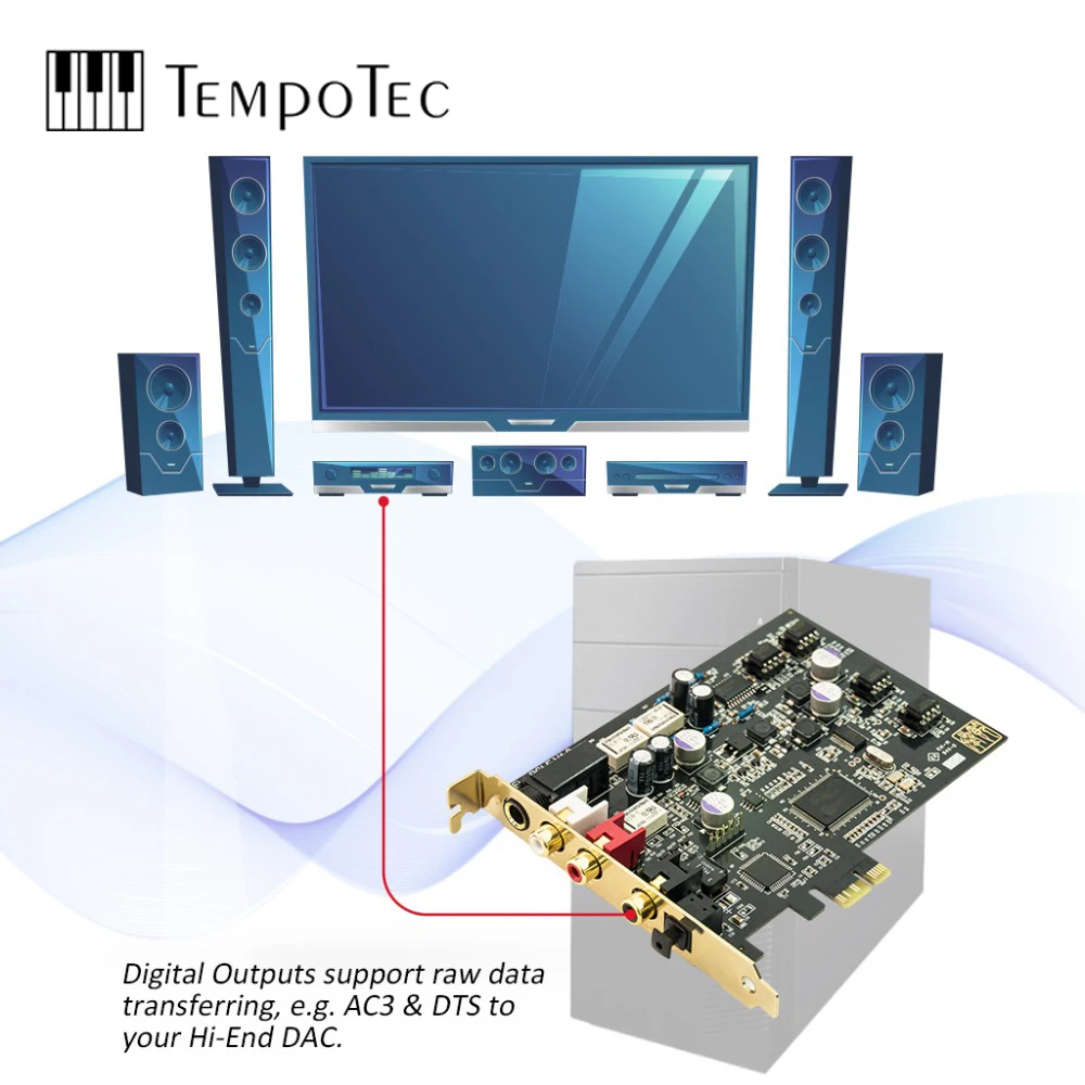 Усилитель для наушников TempoTec Serenade PCI-E HIFI Поддержка карт ASIO WIN XP 7 8 10 Портативное аудио Бытовая электроника