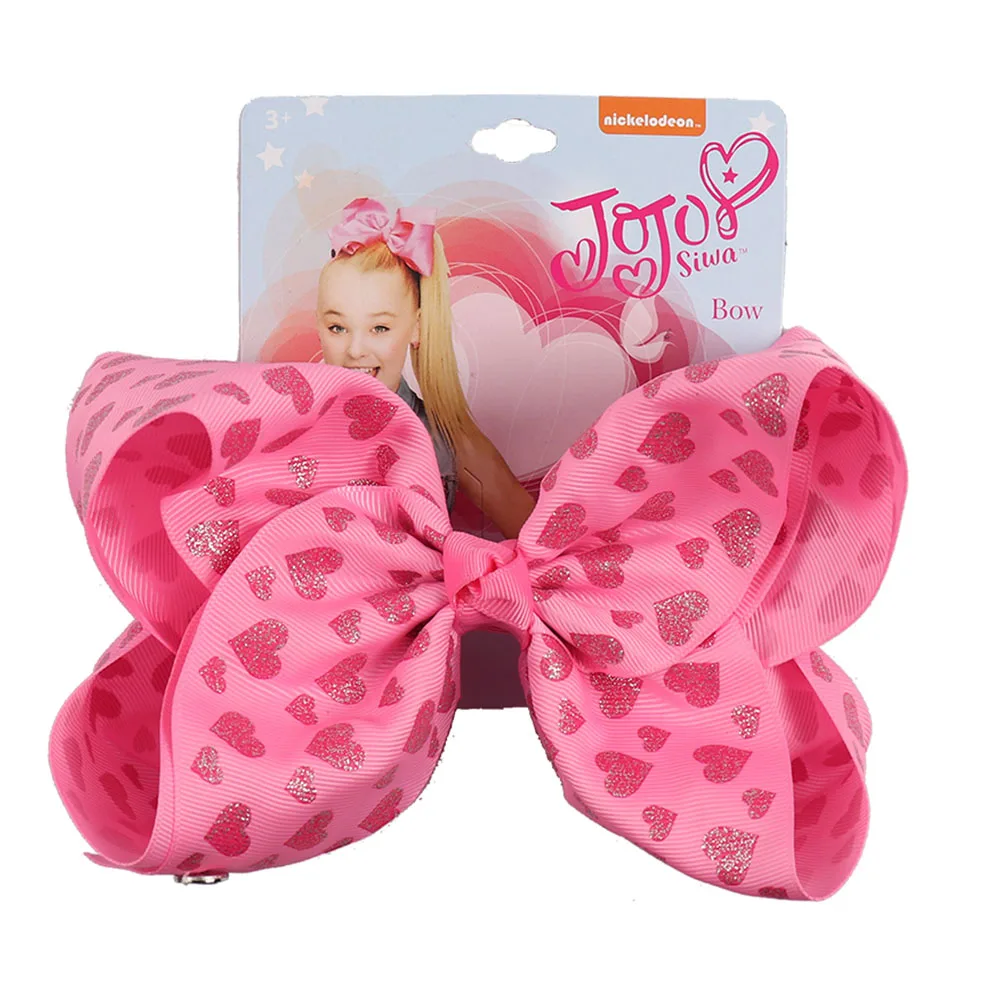 7" Valentine's Day Jojo Siwa Hair Bows for Girls Print Ribbon Handmade Bowknot Hair Clip Hairgrip Party Hair Accessories - Цвет: 3