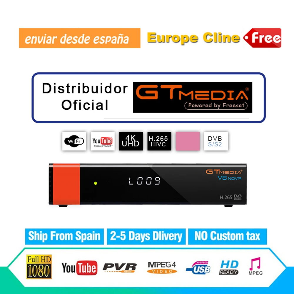 GTmedia V8 nova DVB-S2 цифровой спутниковый приемник декодер встроенный WiFi 1080P Full HD с 1 год Европа CCCAM PK V7 HD V9 SUPER