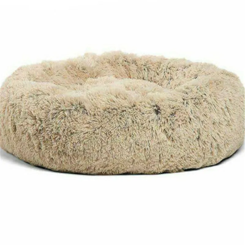 Beige Модное однотонное удобное мягкое плюшевое гнездо для питомцев, Успокаивающая собака, кошка, круглое гнездо для сна, маленькая теплая кровать для осени и зимы - Цвет: Beige
