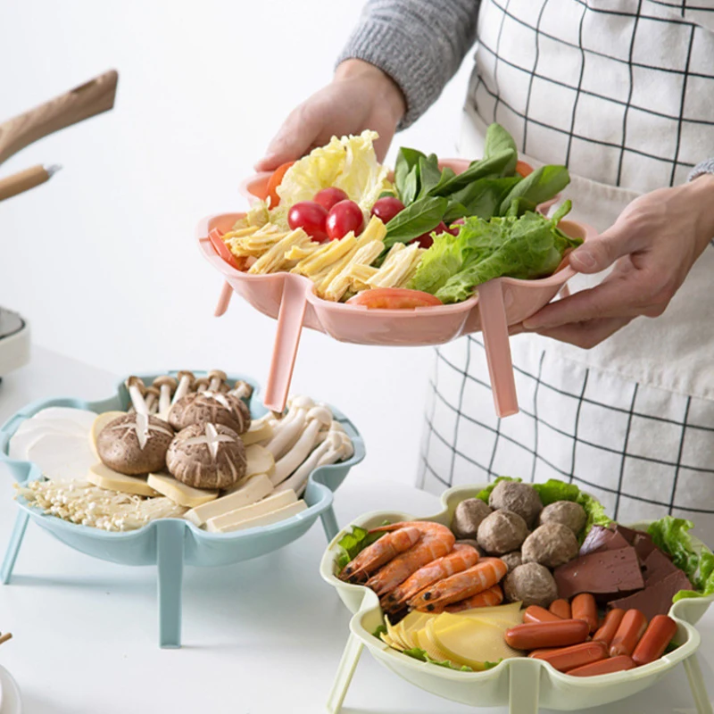

Plastic Fruit Plate Stackable Colorful Hot Pot Plate Creative Kitchen Storage Supplies Household Storage Board Tray Decoration