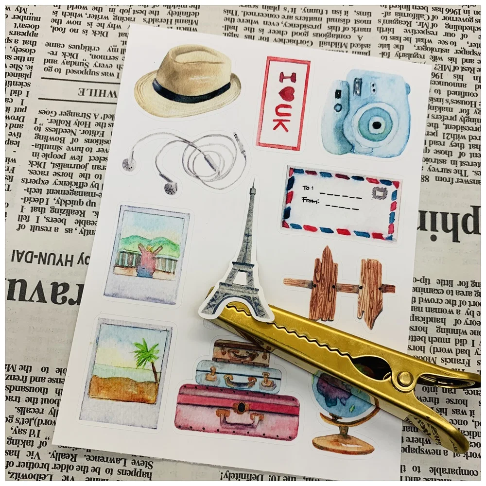 40Pcs/Pack Vintage Travel Trip Sticker DIY Craft Scrapbooking Album Junk Journal Happy Planner Decorative Stickers