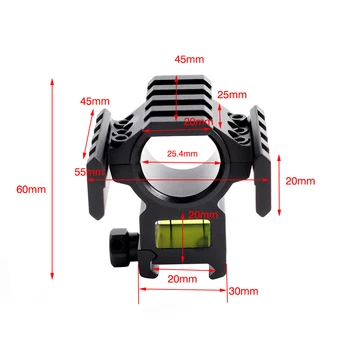 

Tactical Scope 1inch/30mm Ring Mount 3 Side rail with Spirit Bubble Level For Hunting Rifle Sight for 20mm Picatinny Rail