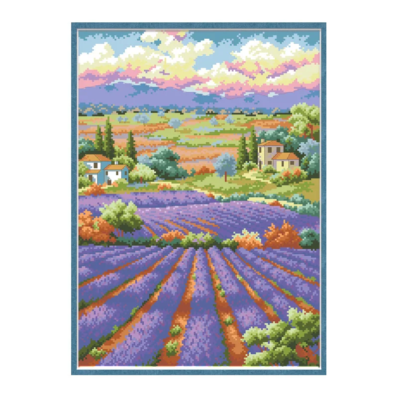 Lavender Field Counted Cross Stitch Pattern Kits Unprinted Canvas Embroidery Needlework 11 14CT DIY Handmade Home Decor Painting