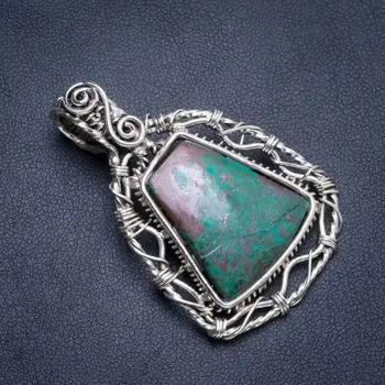 

Natural Chrysocolla Handmade Unique 925 Sterling Silver Pendant 1.75" Y5186