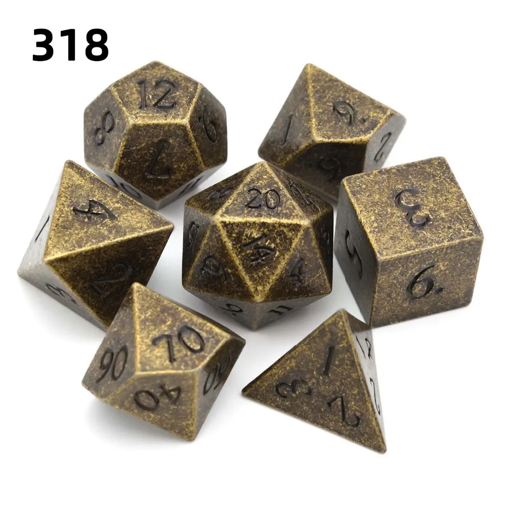 Металлические игральные кубики D4 D6 D8 D10 D% D12 D20 7 шт./компл. для Подземелья и Драконы RPG MTG настольные игры(древний Медь, золото, серебро