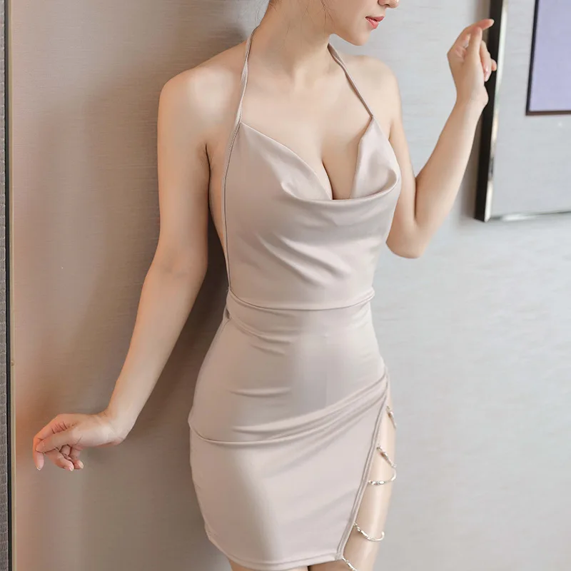 Sexy Low-cut & Backless Braces Skirt Package Hip Dress Bodysuit for Women Clubwear High Elastic Sexy Lingerie Cosplay Costumes