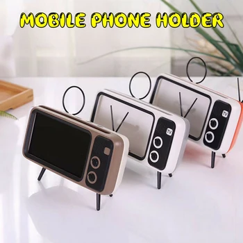 

Universal Stands Holders Portable Retro TV Design Desktop Lazy Bracket Accessories Holder Stand For Samsung Galaxy Note 10 +