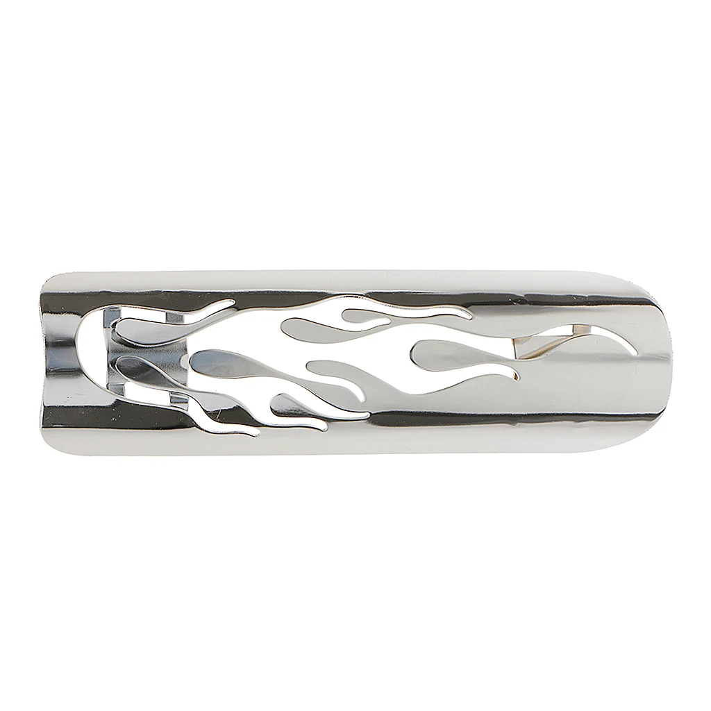 9'' Pierced Chrome Motor Flame Exhaust Muffler Pipe  Shield Cover Guard