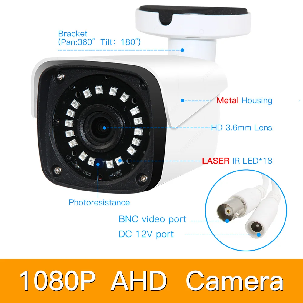 2ch 1080P AHD комплекты системы видеонаблюдения CCTV безопасности Гибридный DVR наружная металлическая пуля AHD камера видеонаблюдения P2P XMEYE 2MP комплекты