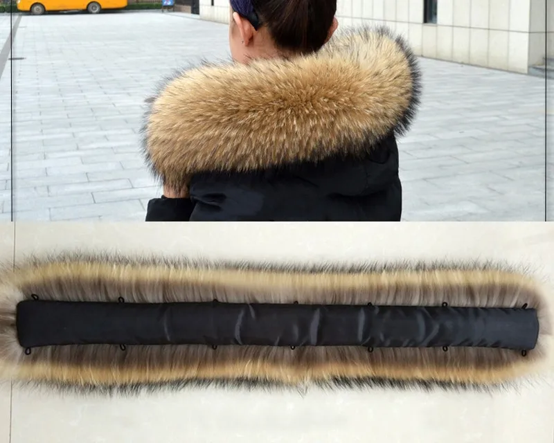 Genuine Real Raccoon Fur Collar Scarves Natural Raccoon fur Shawl Women Parka Coat Hood Trim Collar warm Fashion solid wrap