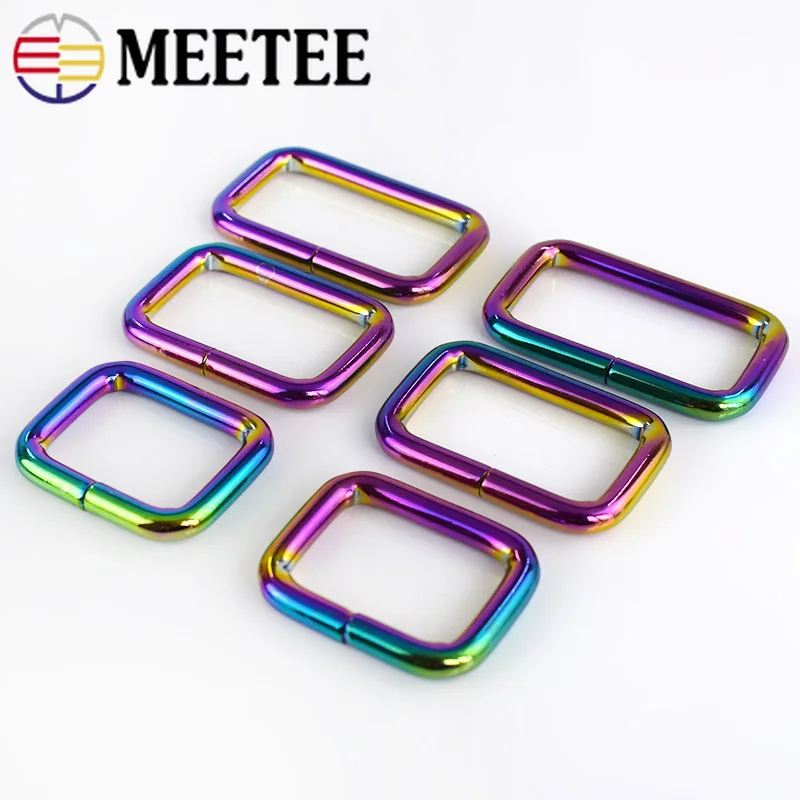 Meetee 4pc 26/33/38mm Metal Square D Ring Adjust Web Strap Buckles Bag Clasp Hang Hook DIY Luggage Hardware Accessories BF228|Пряжки и