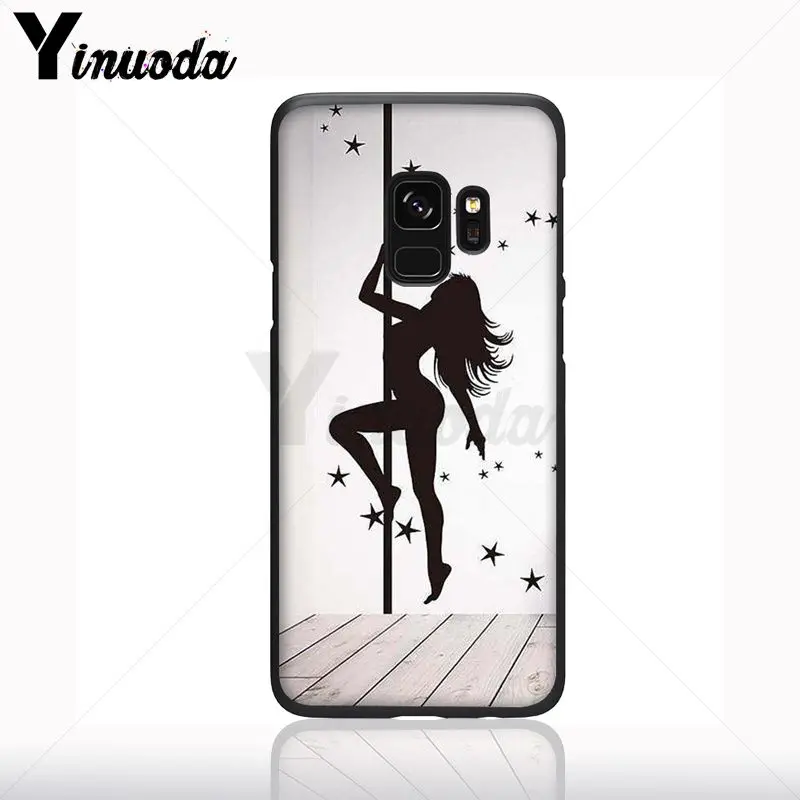 Pole Dance Menari Gadis Kartun Hitam Lembut Ponsel Case untuk Samsung Galaxy S10plus S9 S8plus S10e A50 A70 A10 Ponsel