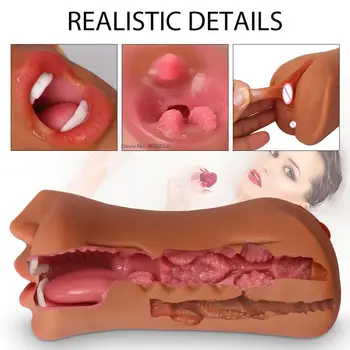 Silicone Sex toys for Men 3 IN 1 Male Masturbator Cup Erotic Sex Shop Artificial Vagina Mouth 3D Realistic Vagina Pocket Pussy 4