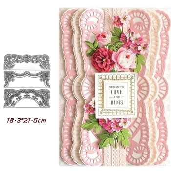 

Panalisacraft Lace Border Flower Background Frame Metal Cutting Dies diecut cut die scrapbook Album Paper Card Craft Embossing