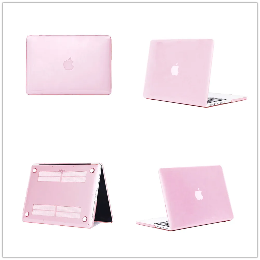 Pink Прозрачный Кристальный кейс для ноутбука, лэптопа для Apple MacBook Pro Air retina 11 12 13 15 Mac Book 15,4 13,3 дюймов рукав+ крышка клавиатуры - Цвет: Pink
