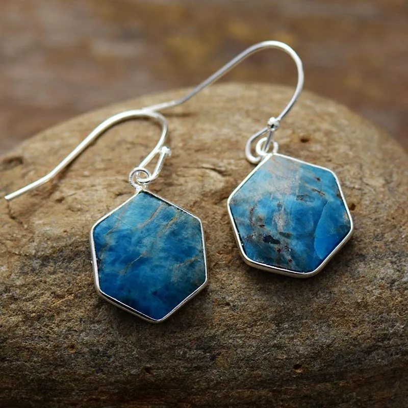 Geometric Women Earrings Apatite Dangle Earring Bold Fashion Natural Stones Luxury Designer Jewelry Bijoux Dropshipping - Image 2