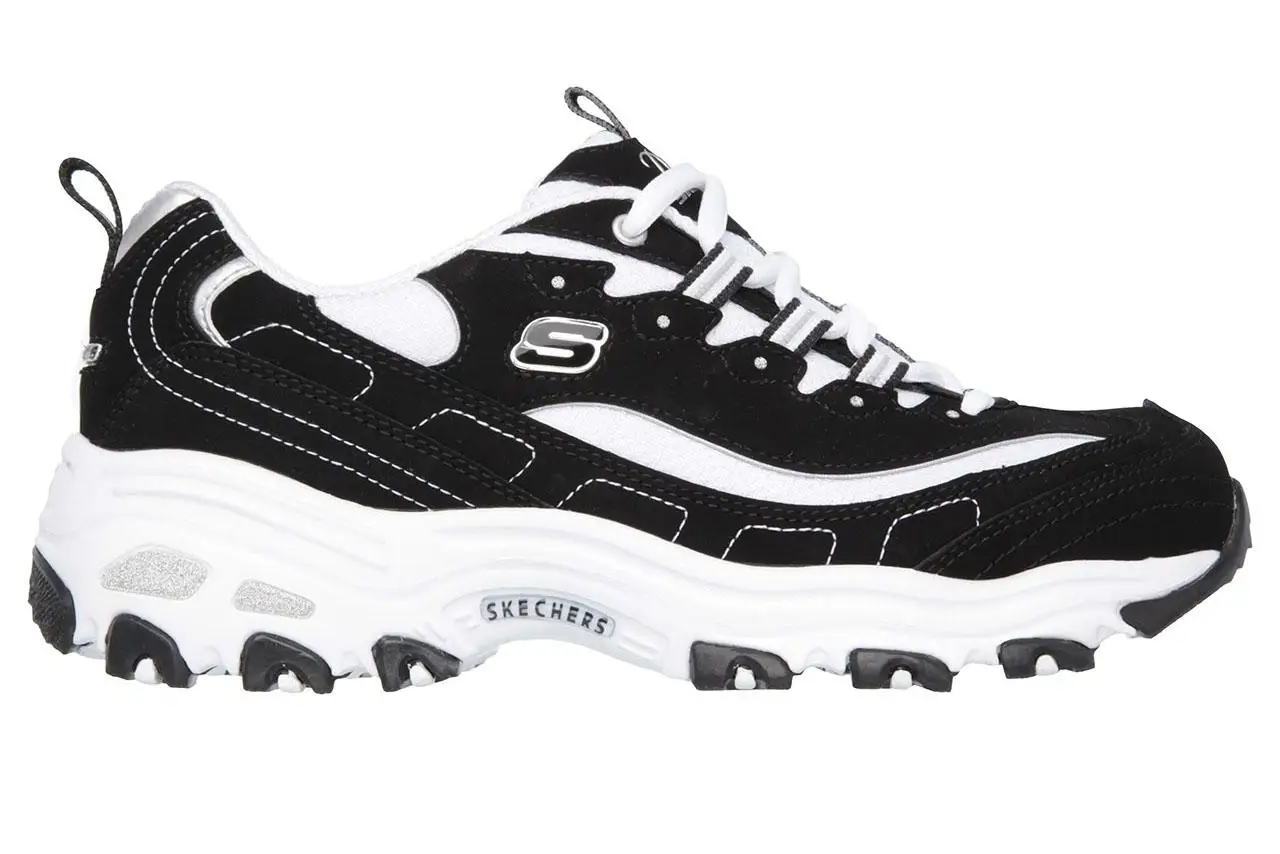 ZAPATILLAS SKECHERS DE MUJER EN PIEL COLOR NEGRO SKECHERS D’LITES – BIGGEST FAN 11930_BKW DEPORTIVAS DE MUJER CON CORDONES