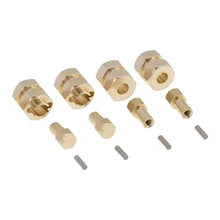 Bujes de rueda hexágono de 7mm de latón extendido, adaptador de extensión de 8mm de espesor para actualizaciones de SCX24 AXIAL, piezas de coche trepador 1/24 + 5mm de control remoto, 4 Uds.