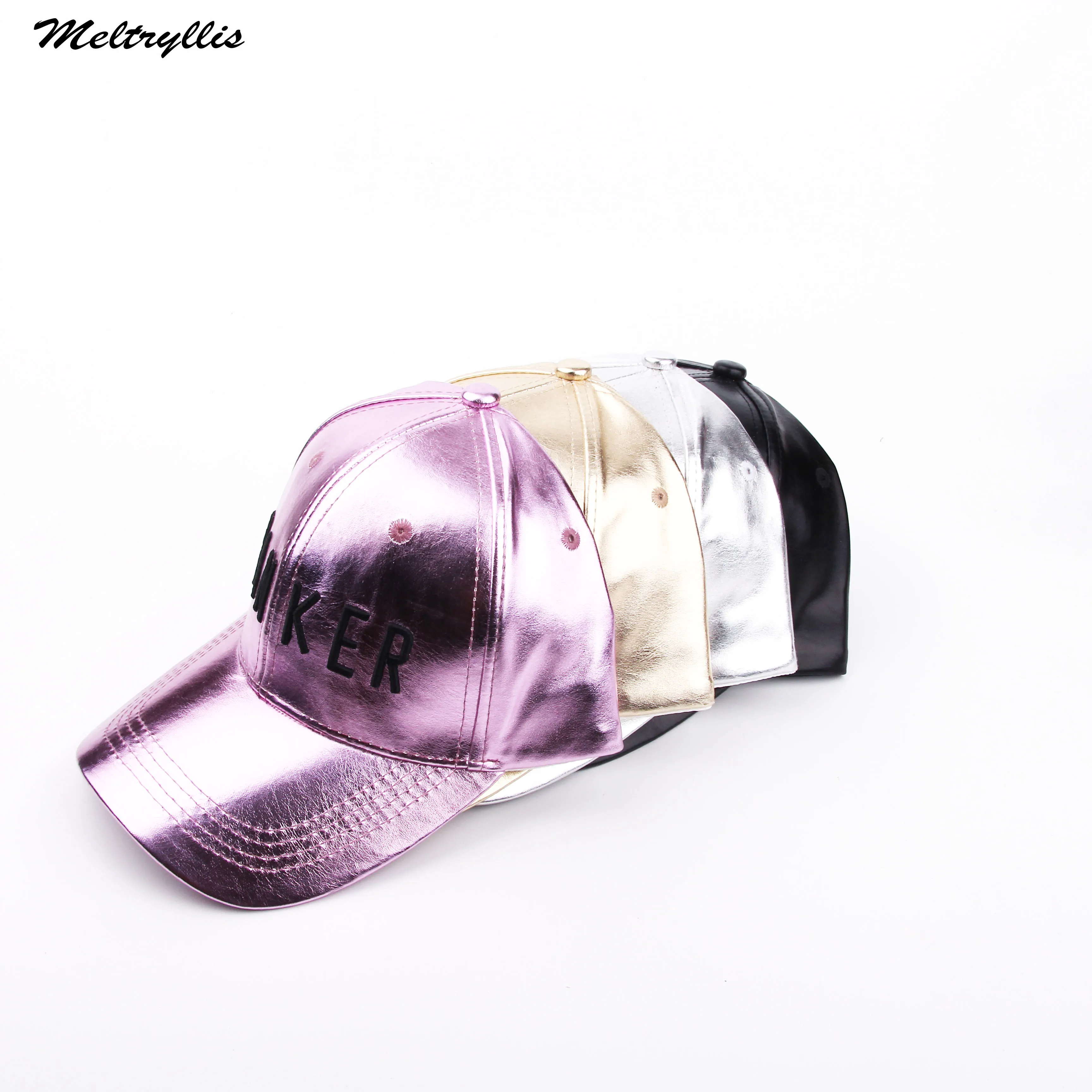 

[Meltryllis] Unisex PU Leather Baseball Cap Snapback Outdoor Sport Adjustable Fashionable Hat Letters Embroidery For Men Women