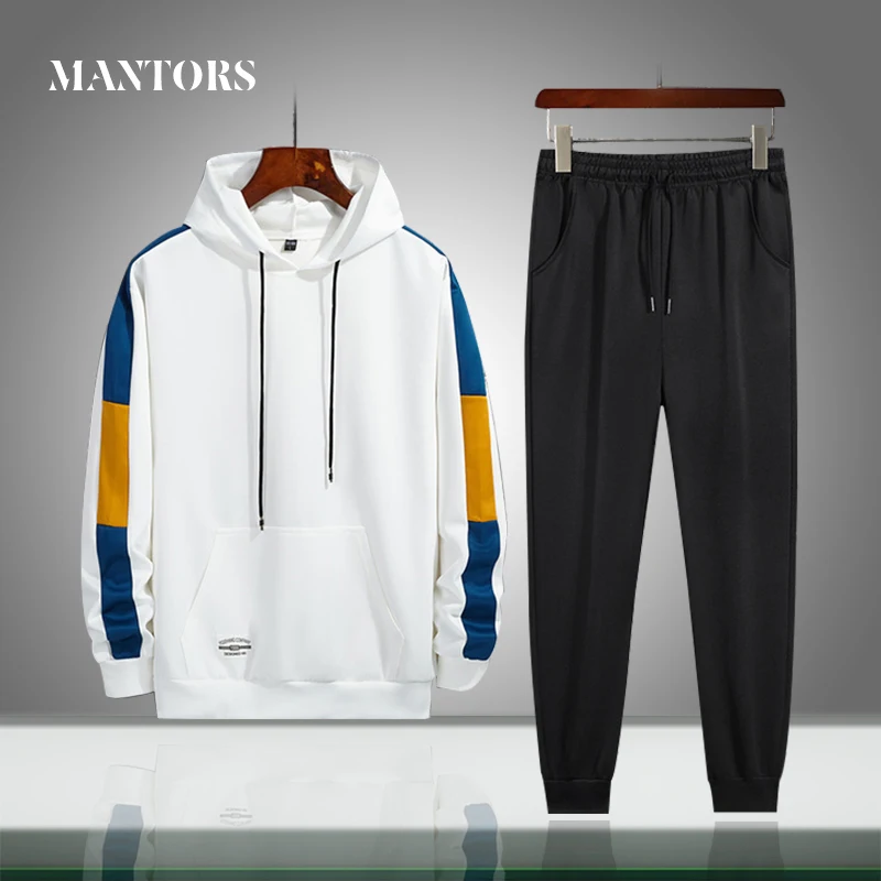 Men Tracksuits Hoodies Sportswear Pants Spring Casual-Sets 2piece New Autumn