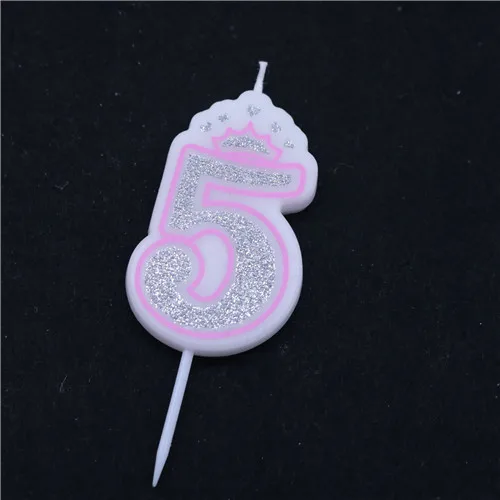 silvery pink 5 1 шт. цифровые свечи для милых детей подарок на день рождения топперы на свадебный торт вечерние украшения детский душ торт аксессуары - Цвет: silvery pink 5