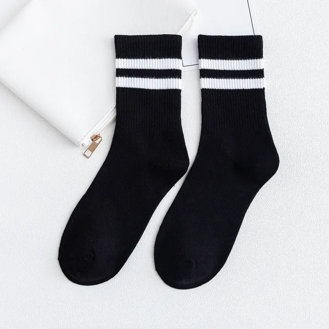 Solid Striped Black White Short Socks for Woman Harajuku Hip Hop Skateboard Crew Socks Cotton Casual Unisex Men/Women's Socks 3