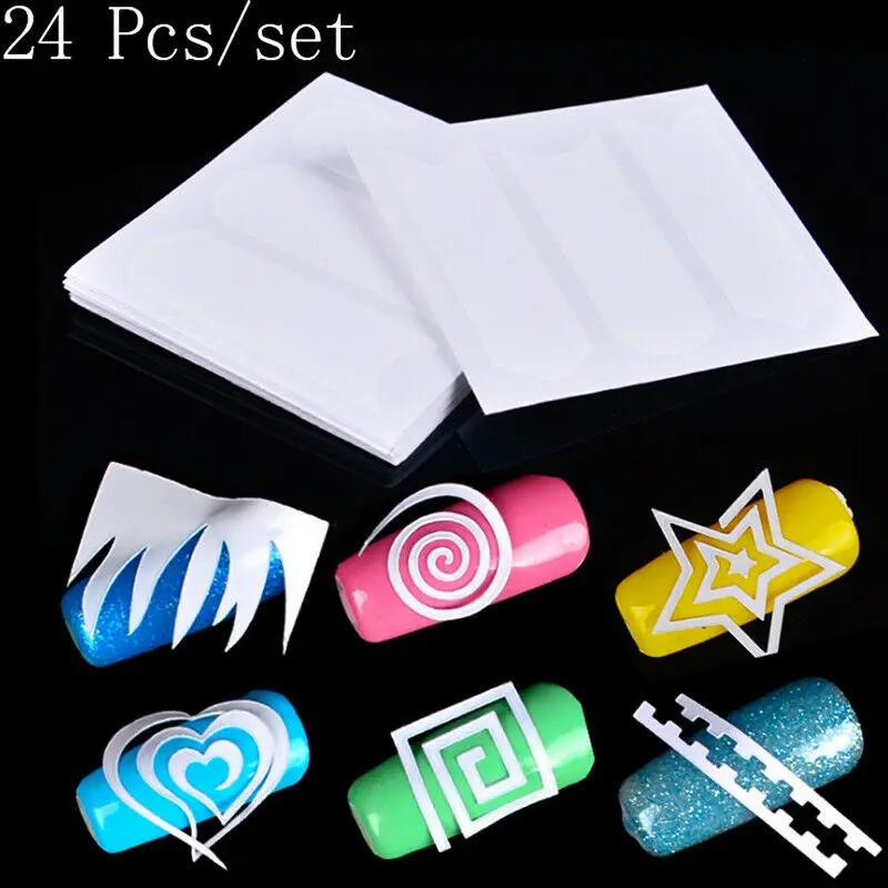 24Pcs24Pcs ногтей Стикеры форма Типсы руководство французский вихревой маникюр ногтей аппликация сделай сам украшения шаблон