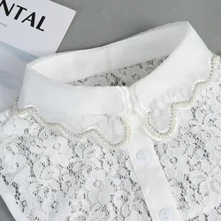 Sitonjwly Women Fake Collar Handmade Lace Embroidery Necklace False Collar Detachable Shirt Collars Women Removable Neck Ties