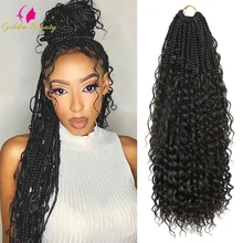 

22"Box Braids Crochet Braids Curly Ends Goddess Box Braids Soft Synthetic Crochet Hair Extensions 3X Bohamian Braiding Hair