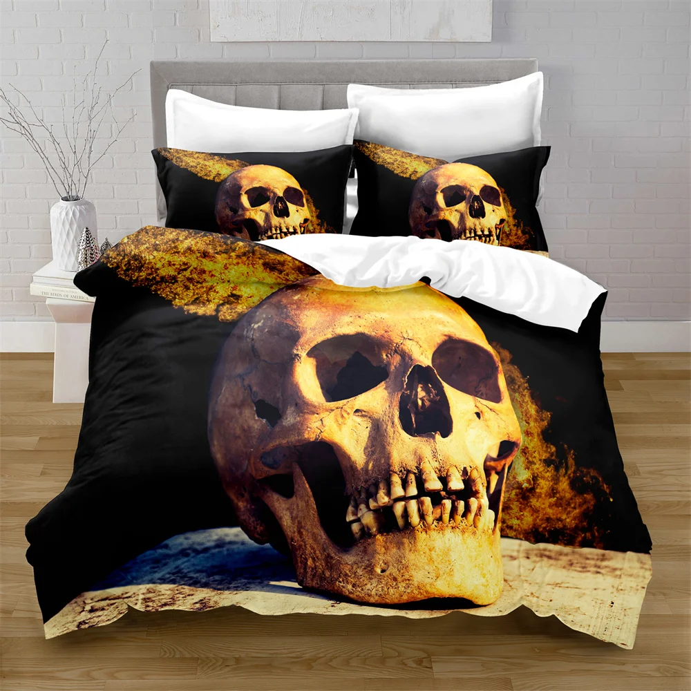 

Home Textiles Printed Skeleton Bedding Quilt Cover & Pillowcase 2/3PCS US/AE/UE Full Size Queen Bedding Set