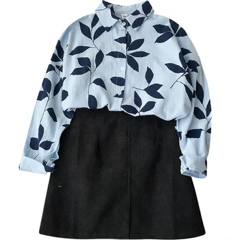 

2020 Spring new Korean version of the printed shirt anti-lighting corduroy half-length skirt two-piece suit