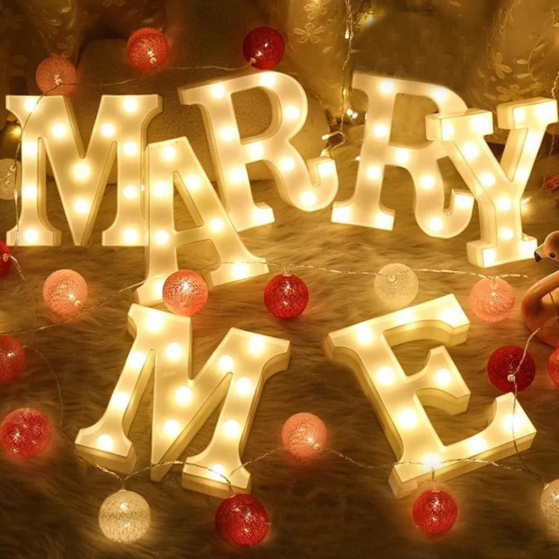 

Luminous Letter Night Light 26 English Alphabet 3D LED Light Letters Battery Powered Lamp Wedding Party Christmas Decoration