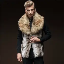Lanshifei 2018 новые модные Мех животных жилет для мужчин зимние Утепленные искусственный мех Свободное пальто ветрозащитный мужской Jaqueta Masculina п