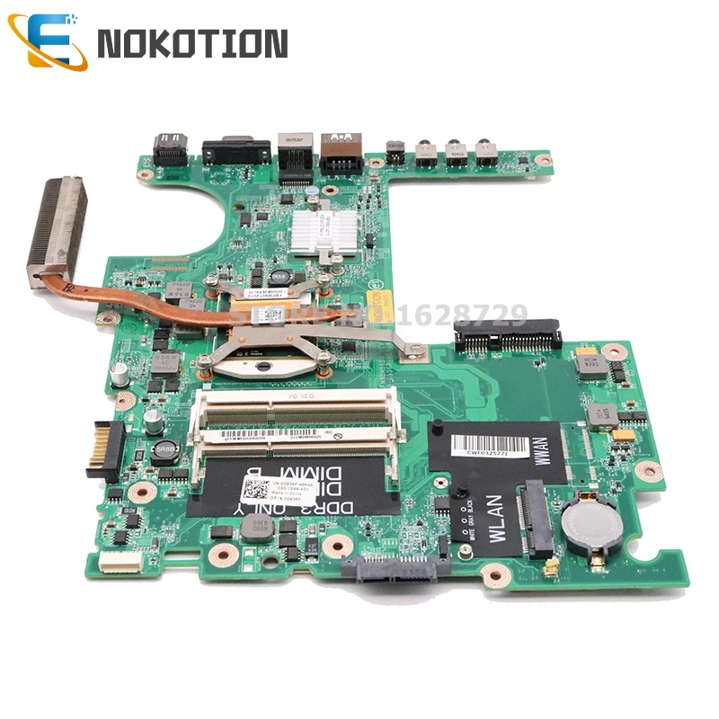 NOKOTION материнская плата для ноутбука Dell Studio 1558 CN-0G936P 0G936P DAFM9BMB6D0 основная плата HM57 DDR3 Бесплатный процессор+ радиатор