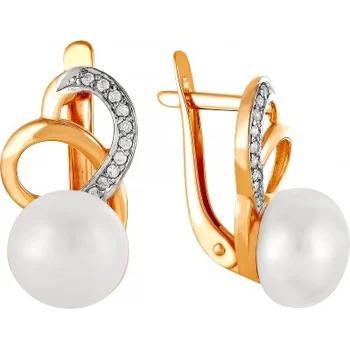 

Примаэксклюзив earrings with pearls and cubic zirconia in red gold
