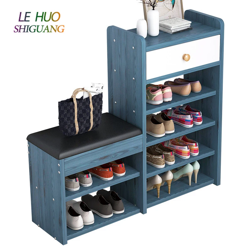 

Shoes Cabinet Morden Multi-layers Colors Shoe Organizer 6 Layers Drawer Wooden Shoe Rack Black Change Shoe Bench for Home