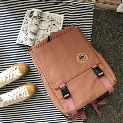 pink Винтажный холщовый рюкзак женский корейский модный простой ins Harajuku японский однотонный Большой Вместительный Повседневный женский рюкзак - Цвет: pink