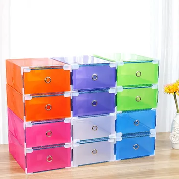 

6 Colors Plastic Shoe Storage Box Case Drawer Candy Color Organizer Save Space Shoe Box 310*200*110mm