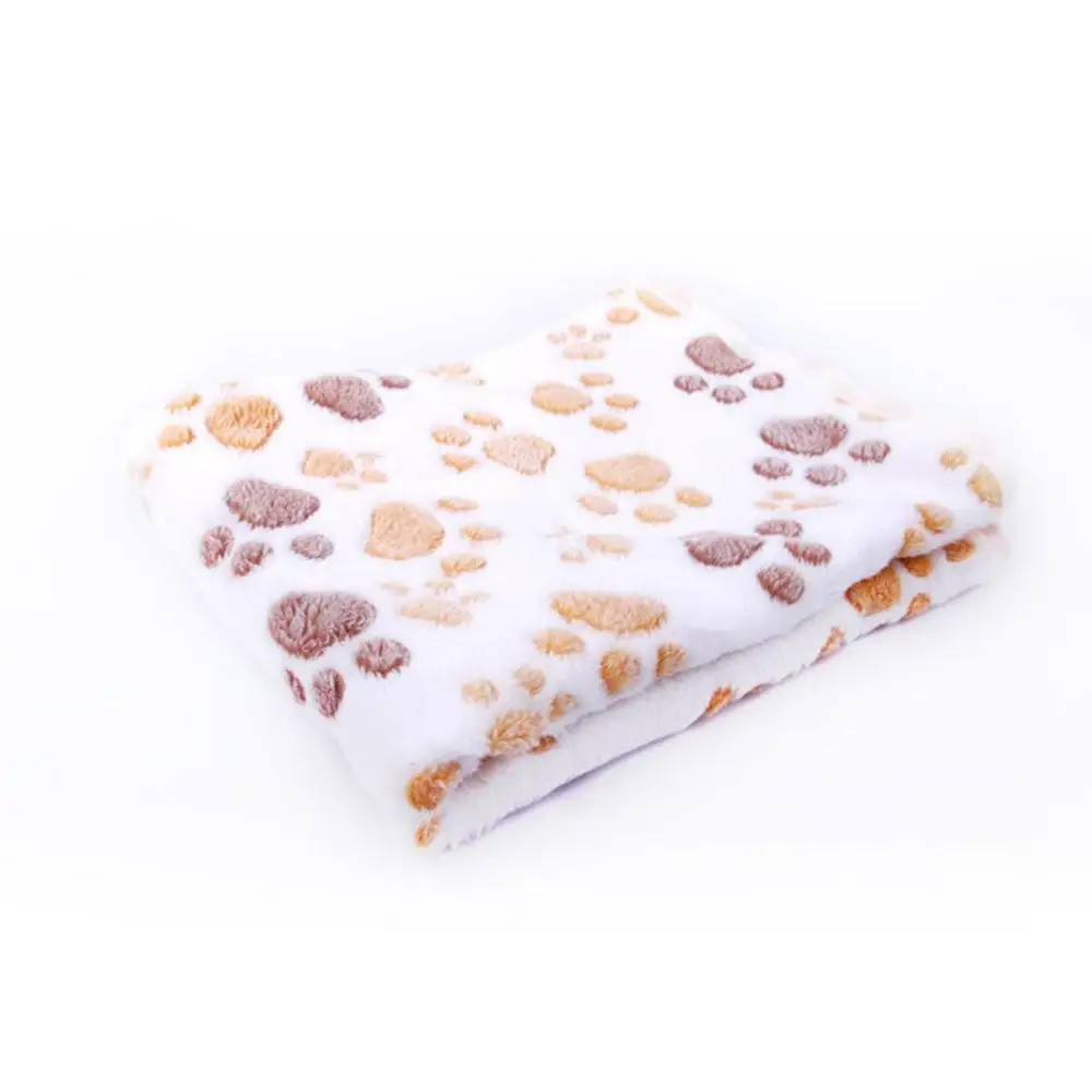 beige Утолщенное одеяло для собаки для питомца с рисунком лапы кошки собаки коврики дышащий мягкий флис кровать одеяло для собаки кошки котенка хомяка теплое одеяло - Цвет: beige