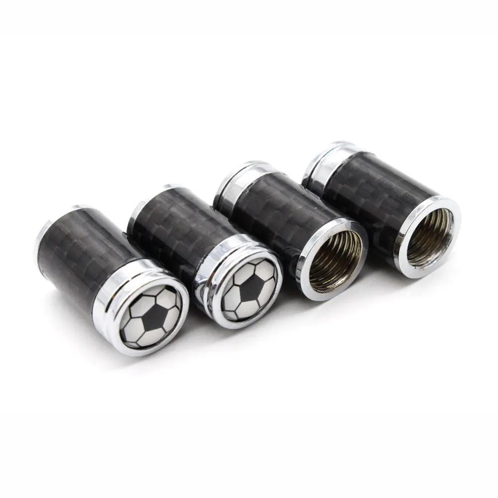 4 Pcs/Set Copper + Carbon Fiber Football Style Tire Valve Stem Cap Wheel Air Caps for Auto Cars|Стержни и колпачки клапана| |