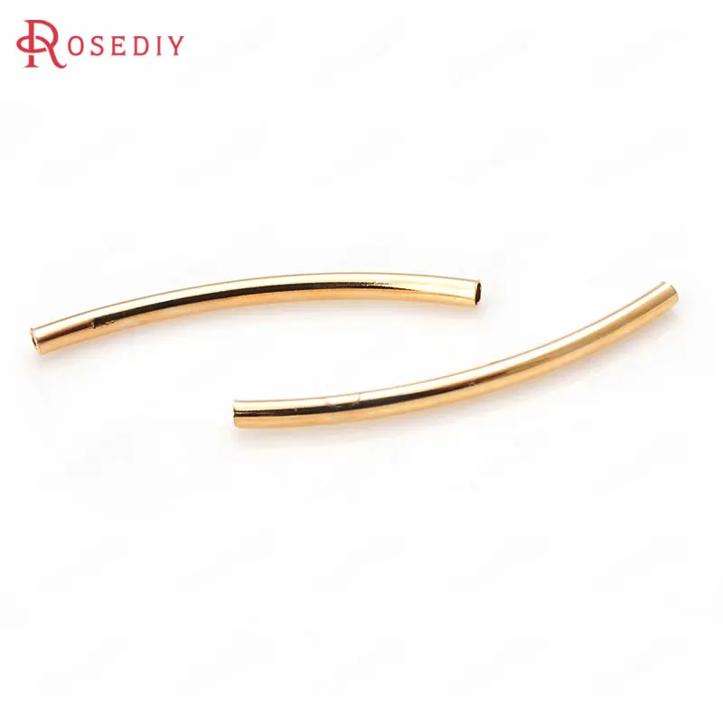 

(F599)10 pieces 25mm High Quality Champagne Gold Color Brass Smooth Arcuated Bracelets Tube Diy Jewelry Findings Accessories