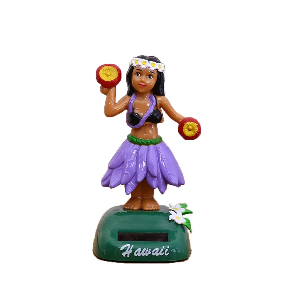 Танцующая на солнечной батарее Гавайская девочка хула качающаяся голова игрушечный автомобиль интерьерное декомпрессионное украшение приборной панели Автомобильные украшения автомобильные аксессуары - Название цвета: purple