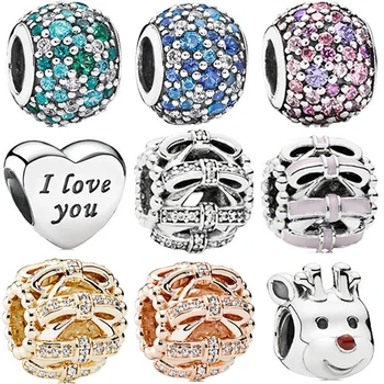 

Fit Good Original Charm 1: 1 Bead Heart Shaped Goat Bow DIY Bracelet Necklace Women's Fine Jewelry