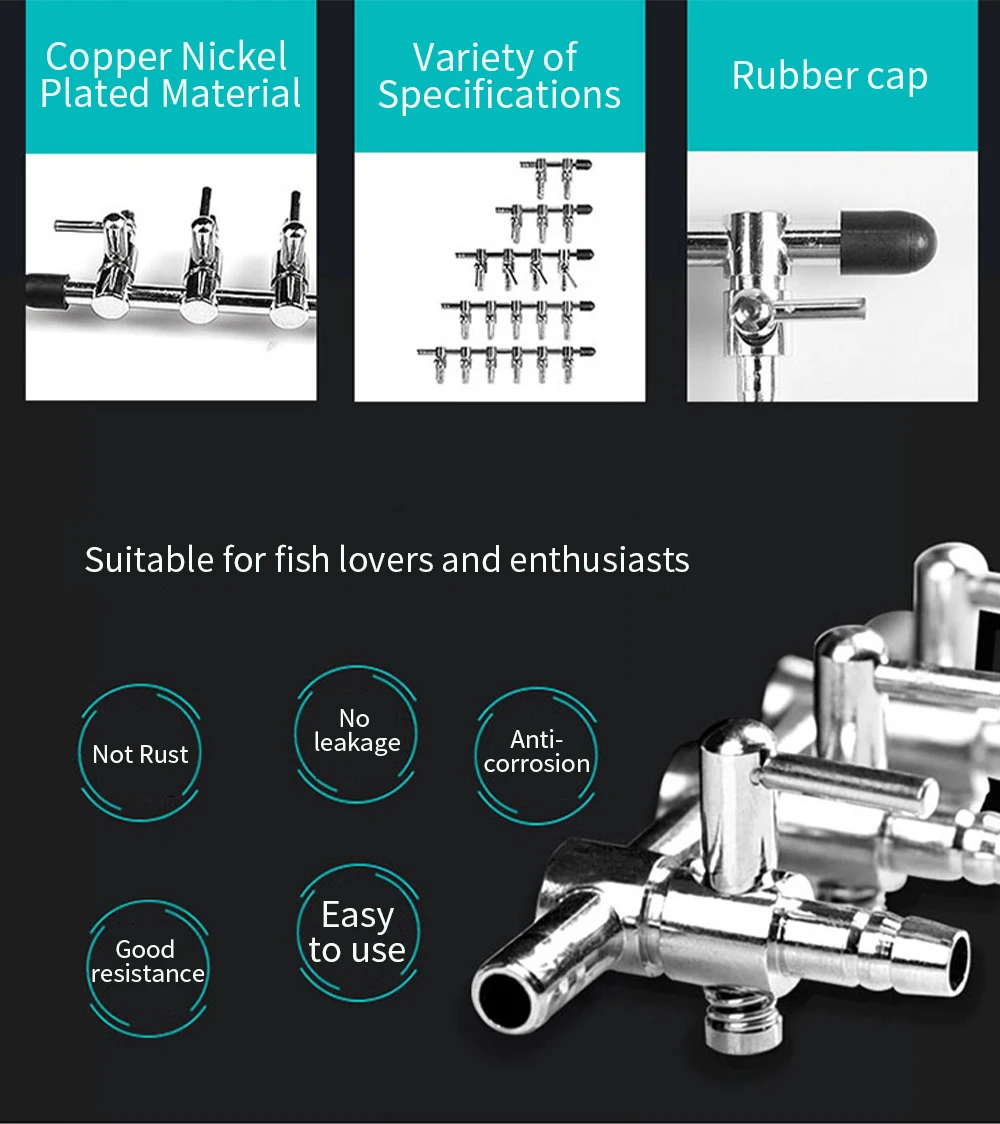 Aquarium Air Valve Stainless Steel Fish Tank Air Flow Control Lever Valve Distributor Splitter Oxygen Pump Accessories 1To5 Way