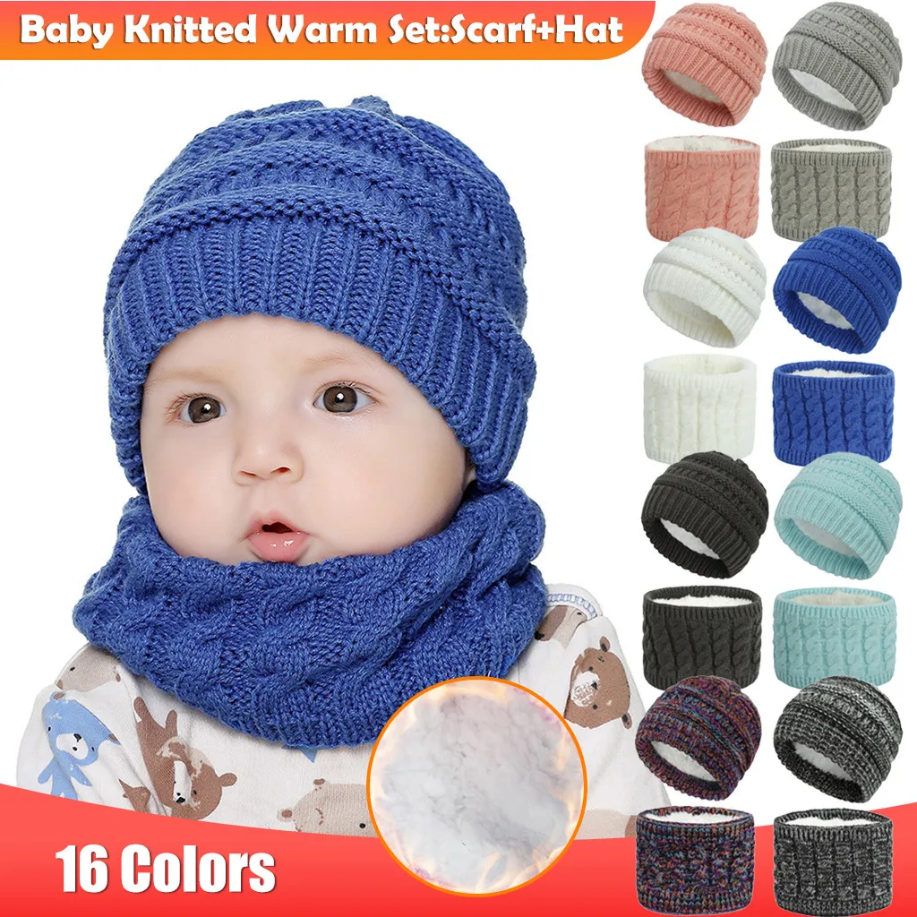 

Baby Newborn Beanie For Boys Girls Cap Cotton Knitted Winter Warm Hats+Scarf